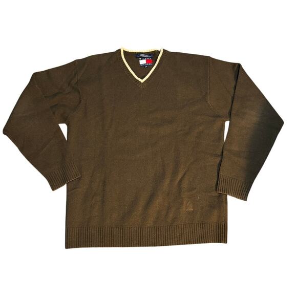 Vintage Tommy Hilfiger 100% Lambswool V-Neck Sweater XL - Picture 2 of 5